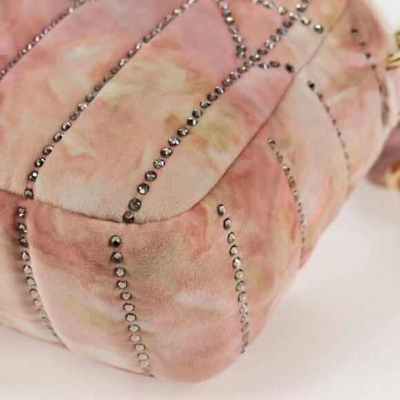 FENDI Holiday Edition Mamma Baguette Bag Velor 2way Pink Gold Auth 132928M - Picture 5 of 16